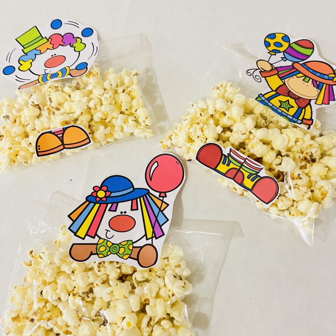 🍿🤡 Lembrancinha Palhaço – Saquinho de Pipoca 🎪