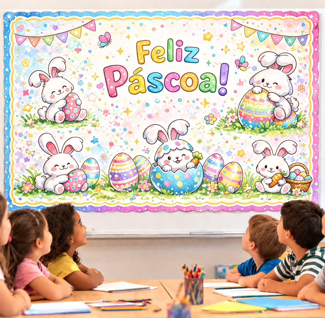 Painel Feliz Páscoa Coelhinhos