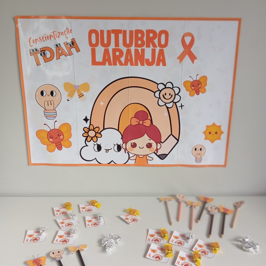 Painel Outubro Laranja + Cartãozinho + Ponteira para lápis ✨