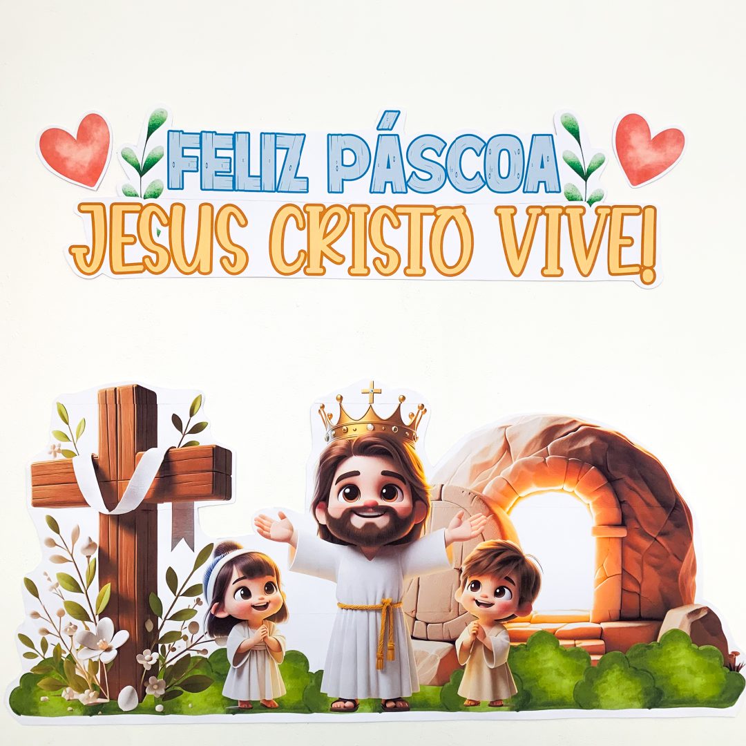 Painel de Páscoa Cristã – Jesus Cristo Vive!